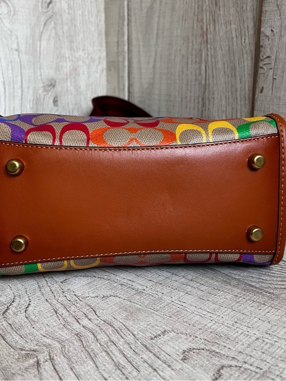 Coach Multicolor Signature Canvas Crossbody with Brown Leather Trim - Picture 9 of 13